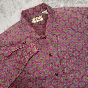 Vintage 70s LL Bean Geometric Print Shirt Women's Retro Hippie Disco‎ Sz 8